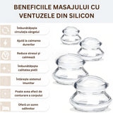 Set 4 Ventuze de Cupping, Flippy, Pentru Masaj Anticeluluitic, din Silicon, Alb Transparent