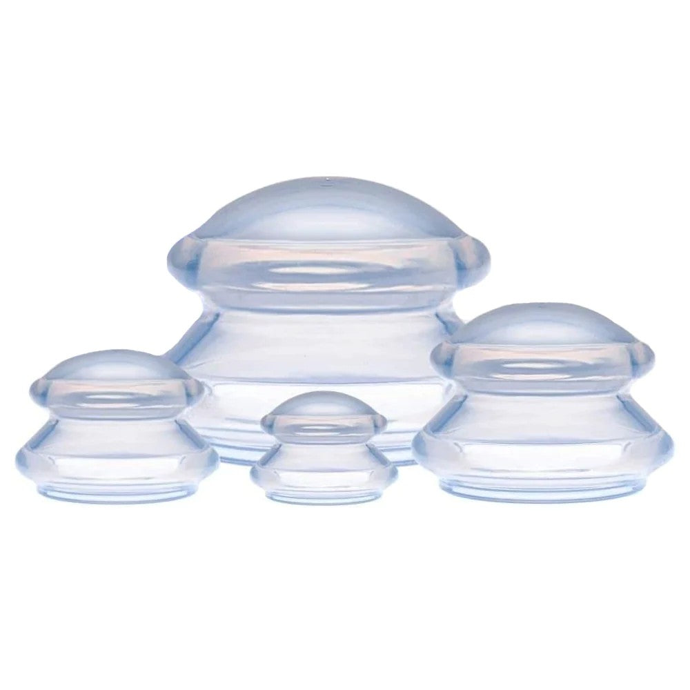 Set 4 Ventuze De Cupping, Pentru Masaj Anticeluluitic, Din Silicon, Alb - vivimall.ro