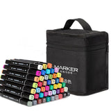 Set 40 Markere, Flippy, pe Baza de Ulei, Dublu Capat, Subtire 1mm si Gros 6 mm, Geanta Depozitare, 15 cm, Multicolor - vivimall.ro