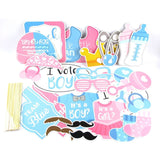 Set 30 de Accesorii pentru Petrecere, Vivimall, Props pentru Coltul de Poze, Gender Reveal, Tematica Baby Shower, Albastru-Roz - vivimall.ro