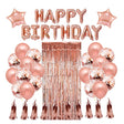 Set 47 Baloane, 10 Ciucuri, 2 Baloane Stea Folie, 6 Baloane Latex Confetti, 6 Baloane E Latex, 8 Baloane Negre Latex, 1 Perdea Praty Folie, Litere Happy Birthday, Rose - vivimall.ro