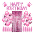Set 47 Baloane, 10 Ciucuri, 2 Baloane Stea Folie, 6 Baloane Latex Confetti, 6 Baloane E Latex, 8 Baloane Negre Latex, 1 Perdea Praty Folie, Litere Happy Birthday, Roz - vivimall.ro