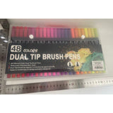 Set 48 Carioci, Pe Baza De Apa, 2 Tipuri De Varf, 1-2 Mm, 0.4 Mm, Corp Carioca Negru, Din Plastic - vivimall.ro