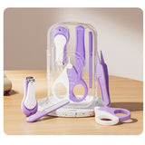 Set 4in1 de Ingrijire Unghii pentru Bebelusi, Vivimall, Cutie de Depozitare Texturata, 0-6 Ani, 13.6x8x2 cm, Mov