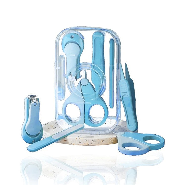 Set 4in1 de Ingrijire Unghii pentru Bebelusi, Vivimall, Cutie de Depozitare Texturata, 0-6 Ani, 13.6x8x2 cm, Albastru