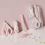 Set 4in1 de Ingrijire Unghii pentru Bebelusi, Flippy, Cutie de Depozitare Texturata, 0-6 Ani, 13.6x8x2 cm, Roz