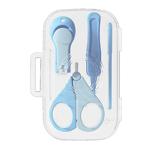 Set 4in1 de Ingrijire Unghii pentru Bebelusi, Vivimall, Cutie de Depozitare Texturata, 0-6 Ani, 13.6x8x2 cm, Albastru - vivimall.ro