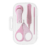 Set 4in1 de Ingrijire Unghii pentru Bebelusi, Flippy, Cutie de Depozitare Texturata, 0-6 Ani, 13.6x8x2 cm, Roz