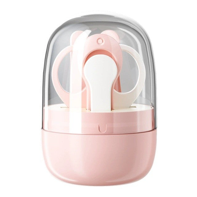 Set 4in1 de Ingrijire Unghii pentru Bebelusi, Vivimall, Cutie de Depozitare Tip Borcan, 0-6 Ani, 10 x 7 x 6 cm, Roz