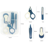 Set 4in1 de Ingrijire Unghii pentru Bebelusi, Vivimall, Cutie de Depozitare Transparenta, 0-6 Ani, 13.6x8x2 cm, Albastru Marin