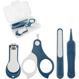 Set 4in1 de Ingrijire Unghii pentru Bebelusi, Vivimall, Cutie de Depozitare Transparenta, 0-6 Ani, 13.6x8x2 cm, Albastru Marin