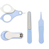 Set 4in1 de Ingrijire Unghii pentru Bebelusi, Vivimall, Cutie de Depozitare Transparenta, 0-6 Ani, 13.6x8x2 cm, Albastru Deschis