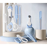 Set 4in1 de Ingrijire Unghii pentru Bebelusi, Vivimall, Cutie de Depozitare Transparenta, 0-6 Ani, 13.6x8x2 cm, Albastru Deschis