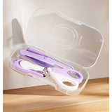 Set 4in1 de Ingrijire Unghii pentru Bebelusi, Flippy, Cutie de Depozitare Transparenta, 0-6 Ani, 13.6x8x2 cm, Mov