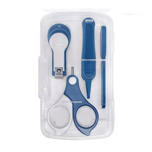 Set 4in1 de Ingrijire Unghii pentru Bebelusi, Vivimall, Cutie de Depozitare Transparenta, 0-6 Ani, 13.6x8x2 cm, Albastru Marin