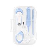 Set 4in1 de Ingrijire Unghii pentru Bebelusi, Vivimall, Cutie de Depozitare Transparenta, 0-6 Ani, 13.6x8x2 cm, Albastru Deschis