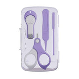 Set 4in1 de Ingrijire Unghii pentru Bebelusi, Flippy, Cutie de Depozitare Transparenta, 0-6 Ani, 13.6x8x2 cm, Mov