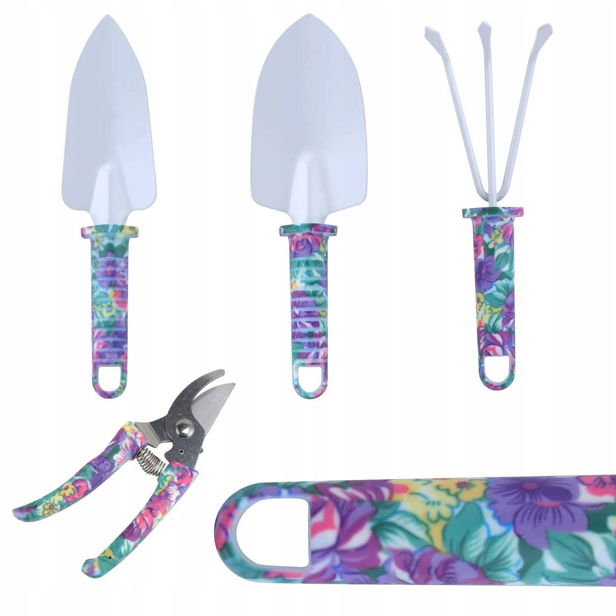 Set 5 Accesorii Pentru Gradinarit Geanta Depozitare Inclusa, Otel Inoxidabil, Verde - vivimall.ro