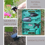Set 5 Accesorii Pentru Gradinarit Geanta Depozitare Inclusa, Otel Inoxidabil, Verde - vivimall.ro