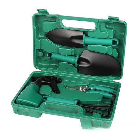 Set 5 Accesorii Pentru Gradinarit Geanta Depozitare Inclusa, Otel Inoxidabil, Verde - vivimall.ro