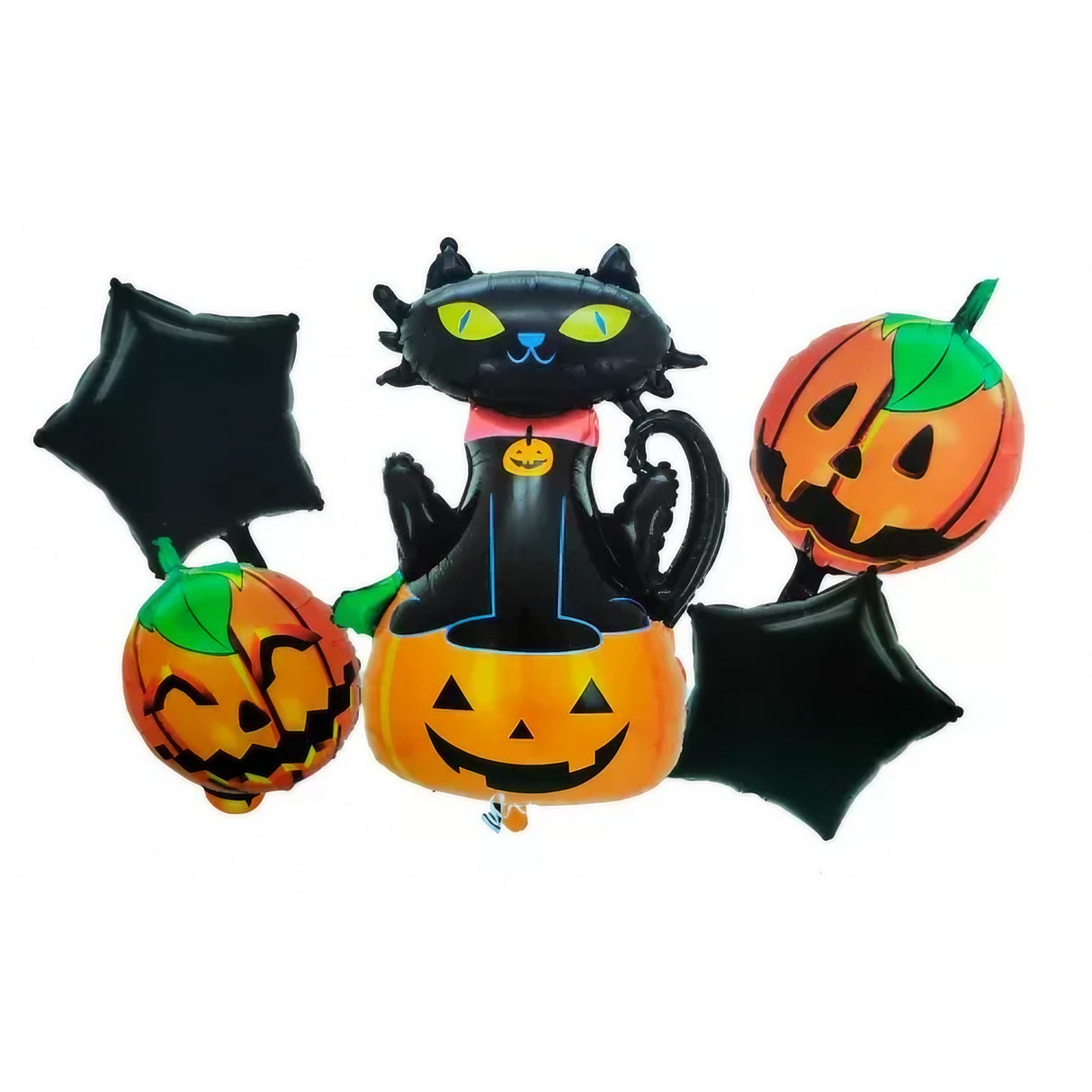 Set 5 Baloane Halloween Dovleac Si Pisica | HalloweenJoy