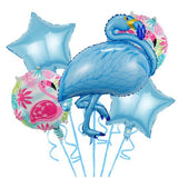 Set Baloane Party Aniversare, Din Folie De Aluminiu Si Latex, Set Din 5 Baloane Flamigo Party Cu 2 Stele, 2 Baloane Rotunde,