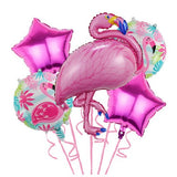 Set Baloane Party Aniversare, Din Folie De Aluminiu Si Latex, Set Din 5 Baloane Flamigo Party Cu 2 Stele, 2 Baloane Rotunde,