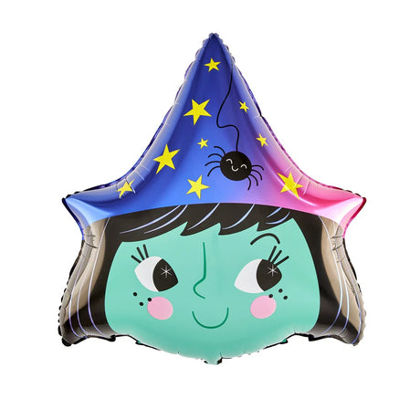 Baloane Halloween, Set Din 5 Baloane, 1 Little Witch Halloween, 2 Stele Negre, 2 Baloane Rotunde E, Din Folie De Aluminiu, 30- 40 Cm, Pai De Carton Inclus - vivimall.ro