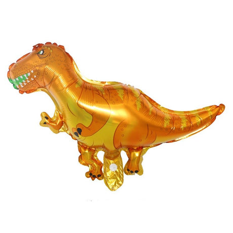 Set 5 Baloane Folie Metalizata, Flippy, Figurine Dinozauri, 30 cm, Ambalaj Individual, Pai inclus, Umflare cu Aer sau Heliu, Multicolor