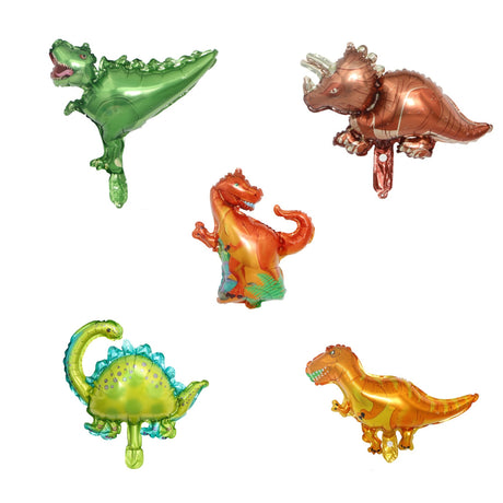 Set 5 Baloane Folie Metalizata, Figurine Dinozauri, 30 Cm, Ambalaj Individual, Pai Inclus, Umflare Cu Aer Sau Heliu - vivimall.ro
