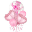 Set Baloane Aniversare, Set Din 5 Bucati, 1 Bucata Urs, 2 Inimi Folie, 2 Simple Din Latex Baby Girl, 60 Cm - vivimall.ro