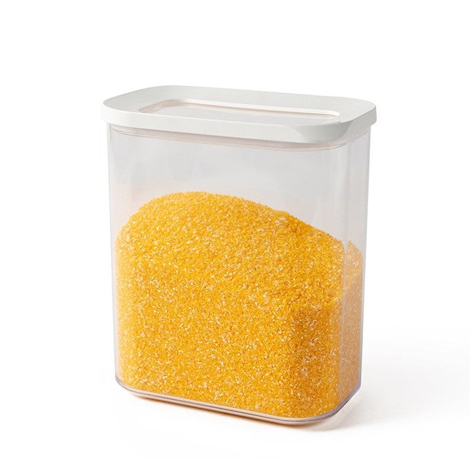 Set 5 Cutii De Depozitare Alimente, Capac Alb, Din Abs+Silicon, 23 X 15 X 27 Cm, Transparent - vivimall.ro