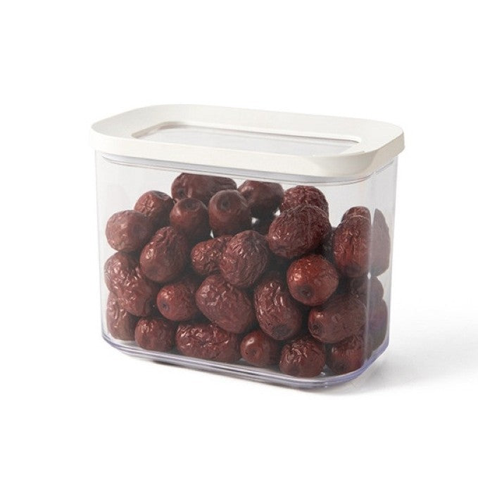 Set 5 Cutii De Depozitare Alimente, Capac Alb, Din Abs+Silicon, 23 X 15 X 27 Cm, Transparent - vivimall.ro