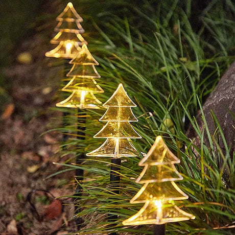 Set 5 Lampi Solare Led De Exterior Tip Brad Pentru Gradina 37 Cm
