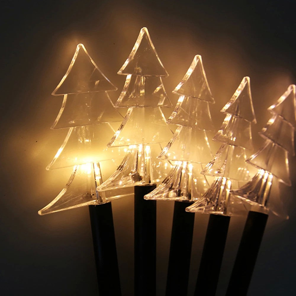 Set 5 Lampi Solare Led De Exterior Tip Brad Pentru Gradina 37 Cm