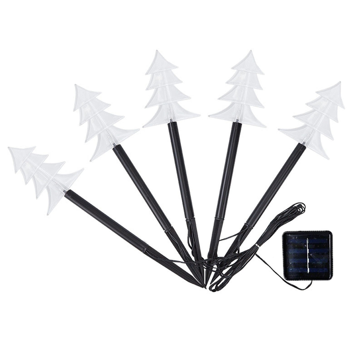 Set 5 Lampi Solare Led De Exterior Tip Brad Pentru Gradina 37 Cm