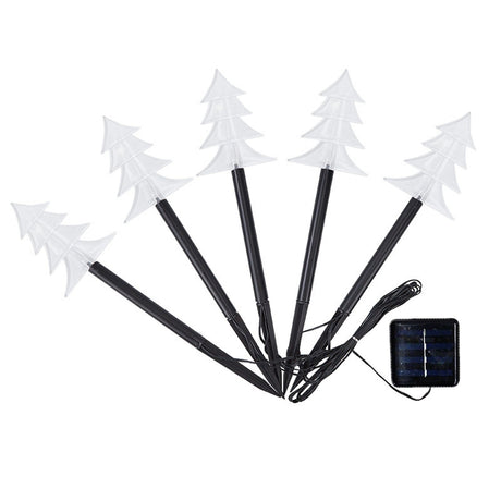 Set 5 Lampi solare LED de exterior Tip Brad pentru gradina Vivimall, 37 cm, Alb Cald - vivimall.ro