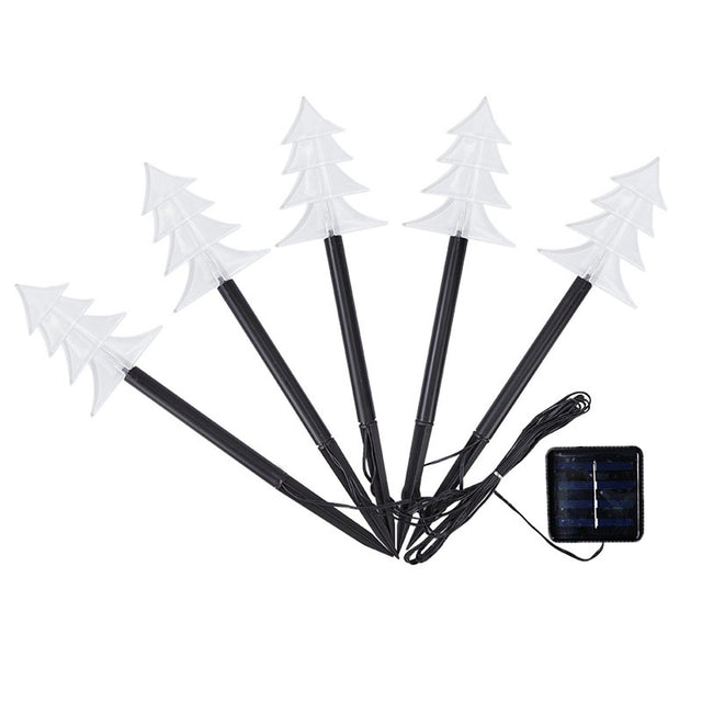 Set 5 Lampi solare LED de exterior Tip Brad pentru gradina Vivimall, 37 cm, Alb Cald - vivimall.ro
