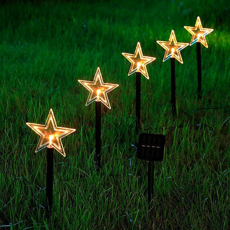 Set 5 Lampi Solare Led De Exterior Tip Stea Pentru Gradina 35.5 Cm