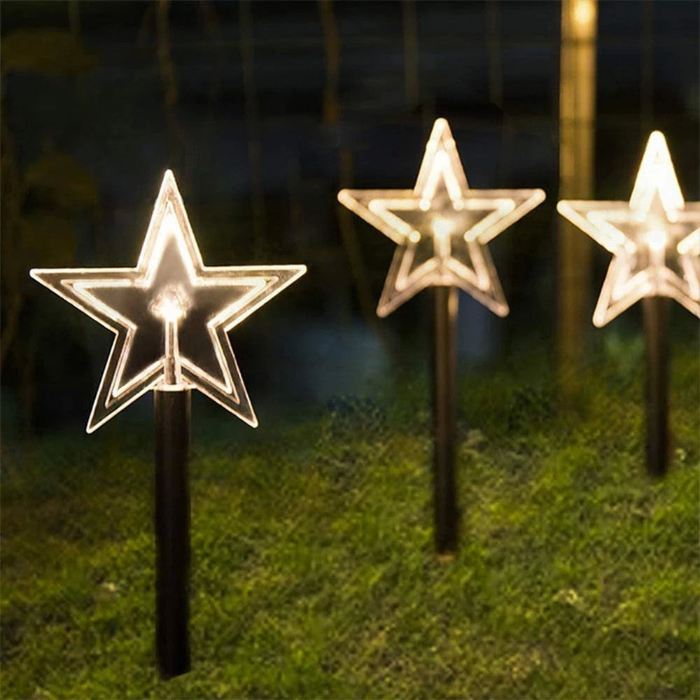 Set 5 Lampi Solare Led De Exterior Tip Stea Pentru Gradina 35.5 Cm