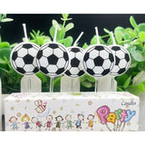 Set 5 Lumanari de Tort, Vivimall, Model Mingi de Fotbal, 3.5 cm, din Ceara, Alb/Negru - vivimall.ro