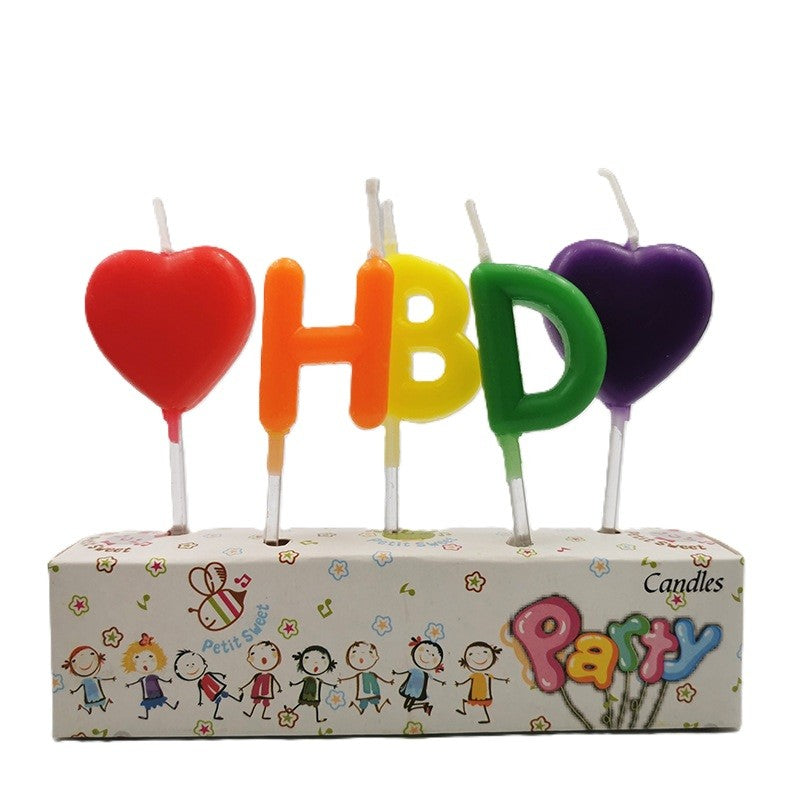 Set 5 Lumanari De Tort, Litere Hbd, Din Ceara