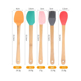 Set 5 Mini Spatule De Silicon Pensula, Stejar, Multicolor - vivimall.ro
