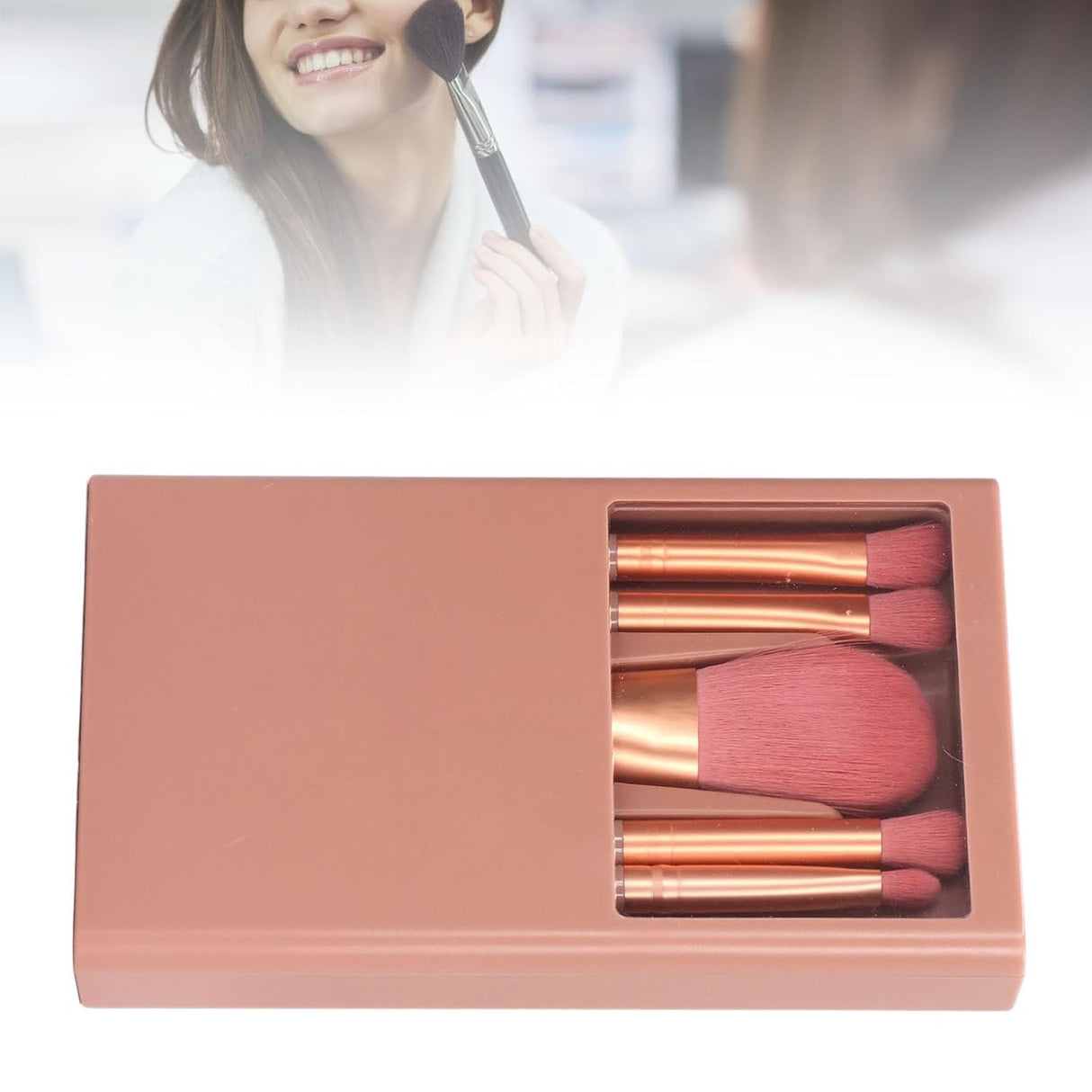 Set 5 Pensule Machiaj + Suport & Oglindă | BellaTouch - vivimall.ro