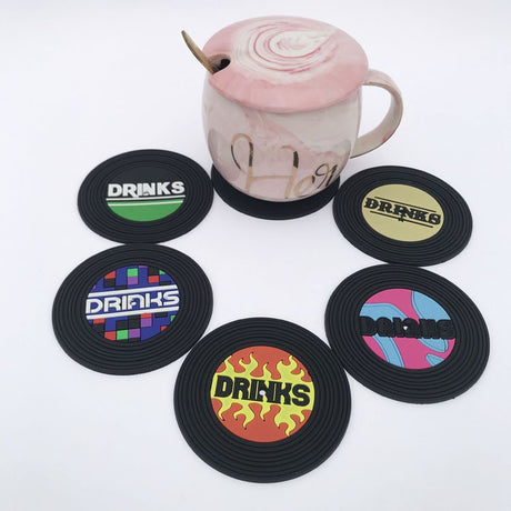 Set 5 Suporturi Pentru Pahare, Filppy, Din Pvc, Diametru 9 Cm, Rezistent La Caldura, Multicolor - vivimall.ro