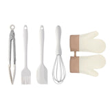 Set 5 Ustensile De Bucatarie, Din Silicon+Inox, Termorezistente, Antiaderente, 28 X 26 X 2 Cm, Alb Maro - vivimall.ro