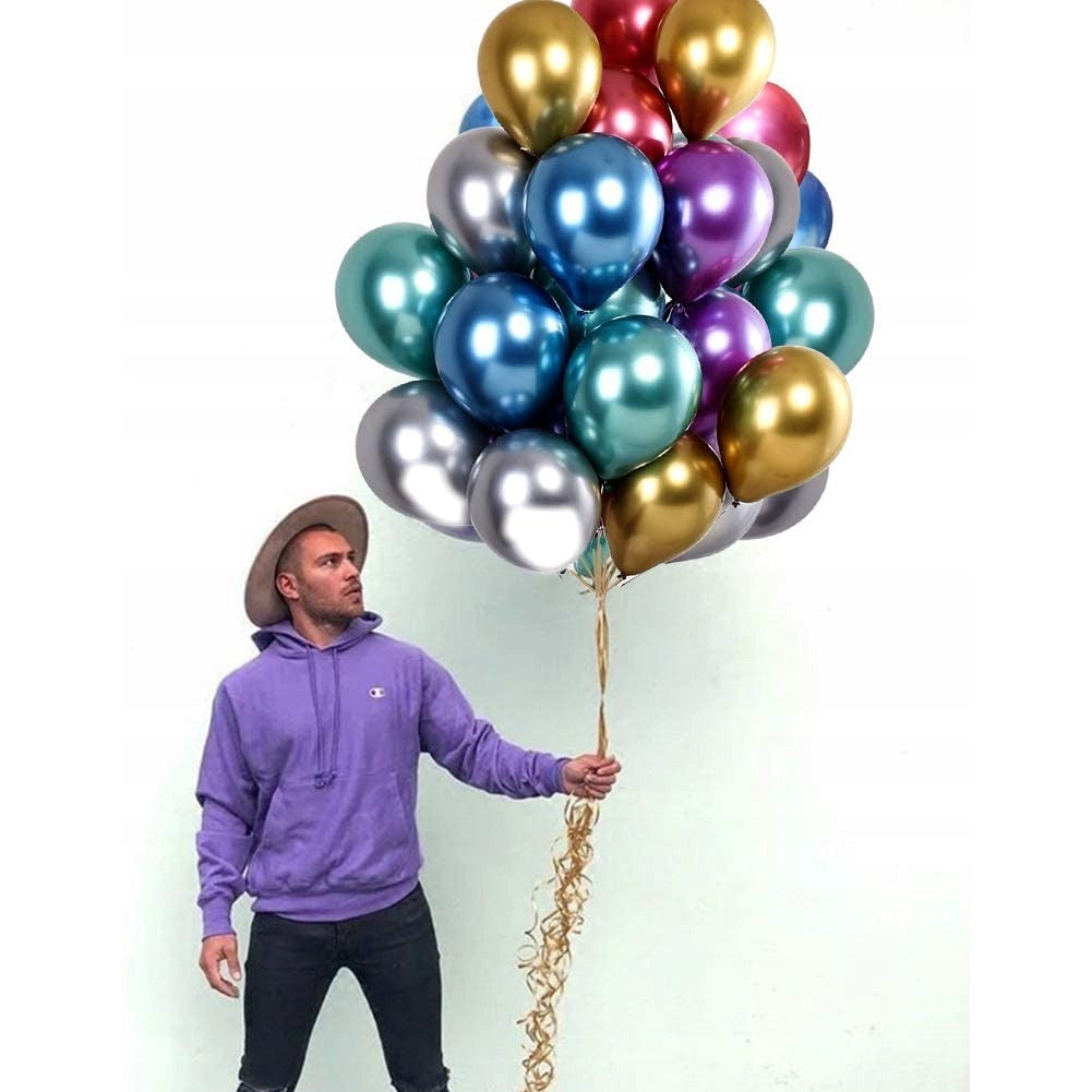Set 50 Baloane Din Latex Chrome, 23 Cm, 2.2 G - vivimall.ro