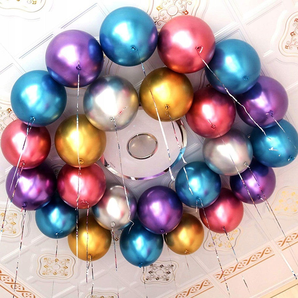 Set 50 Baloane din Latex Chrome, Vivimall, Model Party, 23 cm, Multicolor, 2.2 g