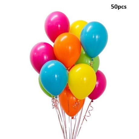 Set 50 Baloane din Latex Metalizate, Vivimall, Model Party, 30 cm, Multicolore, 2.4 g
