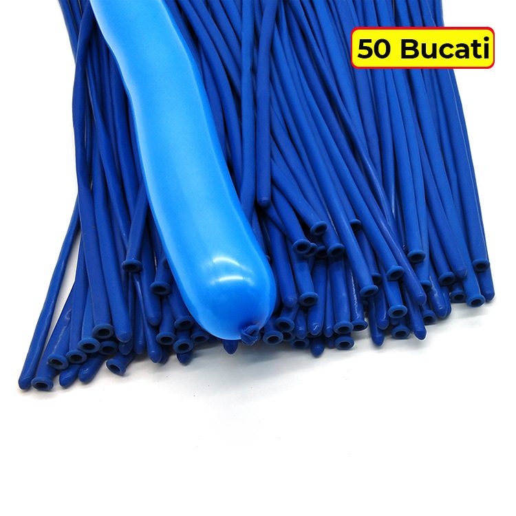Baloane de Modelaj, Flippy, Set 50 bucati, Model Standard, din Latex, 30 x 1.5 cm, 1.8 g per unitate, pana la 150 cm, Albastru - vivimall.ro